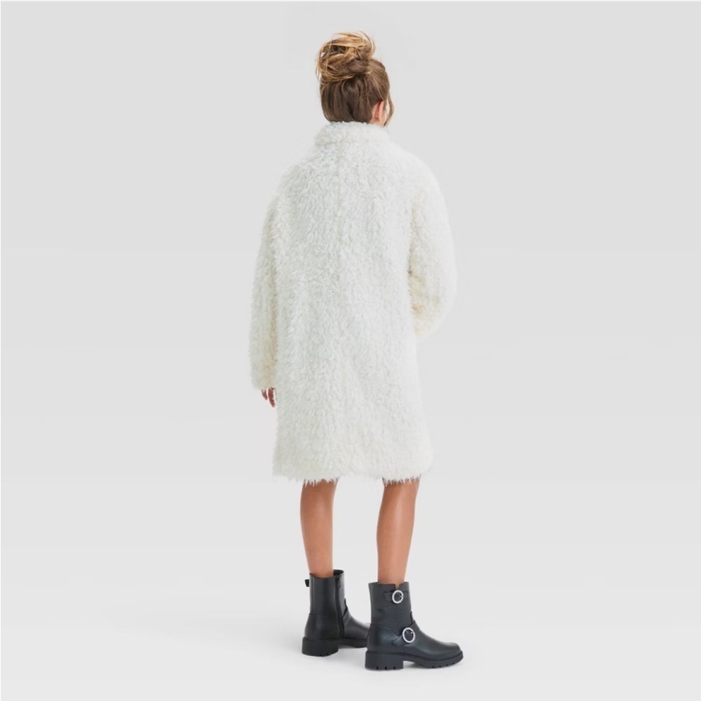 Art Class Girls' Long Cream Faux Fur Jacket Size 8 NWT - Picture 2 of 9